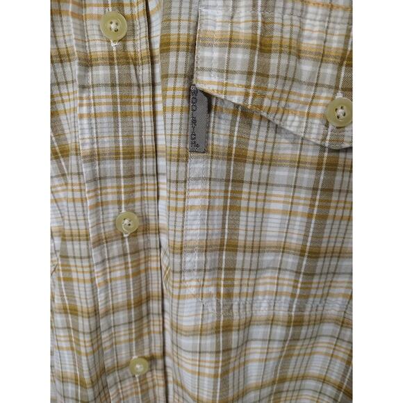 Woolrich Men's XL Shirt Brown Plaid Collared Button Shirt Sleeve - Picture 3 of 9